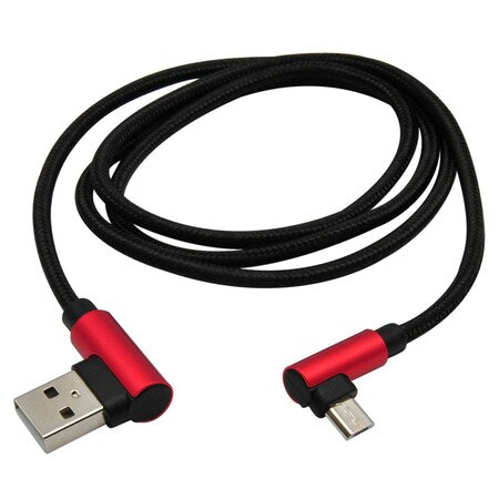 Right Angle Micro USB Cable Red/Black