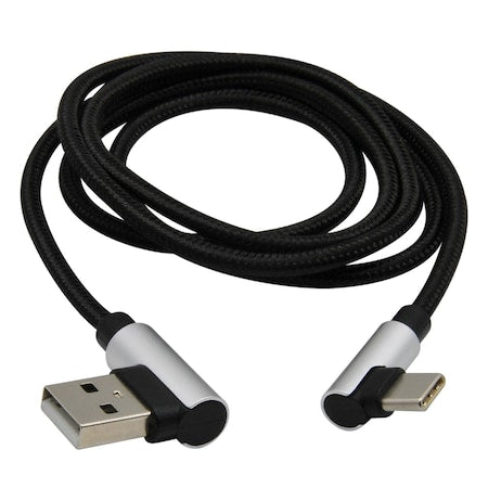 Right Angle USB-C Cable Silver/Black, 3