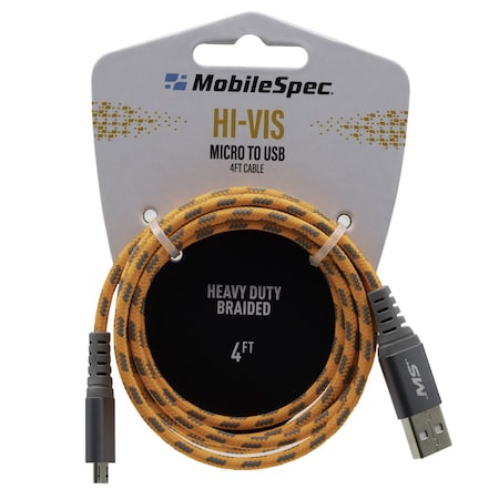 Hi-Vis 4Ft Micro To Usb Cable, Orange