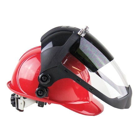 DP4 Series Face Shield, Chin Guard, Universal Adapter, Polycarbonate, Clear, Anti-Fog, Flip-up Shade 6 IR Visor