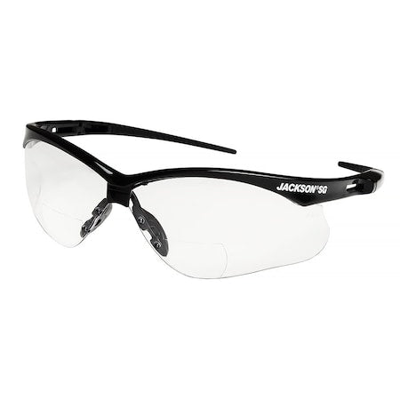Safety Glasses, Anti-Scratch, Clear Lens, Black Frame, Half-Frame