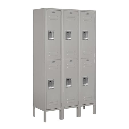 Wardrobe Locker, 36" W, 12" D, 66" H, (3) Wide, (6) Openings, Gray