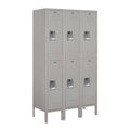 Wardrobe Locker, 36" W, 15" D, 66" H, (3) Wide, (6) Openings, Gray