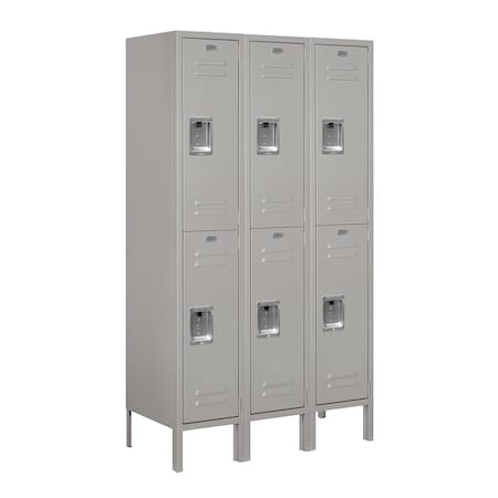 Wardrobe Locker, 36" W, 15" D, 66" H, (3) Wide, (6) Openings, Gray