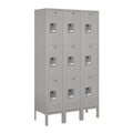 Wardrobe Locker, 36" W, 12" D, 66" H, (3) Wide, (9) Openings, Gray