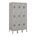 Wardrobe Locker, 36" W, 15" D, 66" H, (3) Wide, (9) Openings, Gray