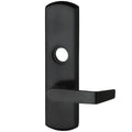 Lever Trim, Night Latch, Rim/Vertical Rod Prep, 06 Lever Style, Blk Painted Fnsh, Right Hand Reverse