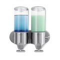 Double Wall Mount Shower Pump, 2 x 15 fl. oz. Shampoo and Soap Dispensers, Stainless Steel