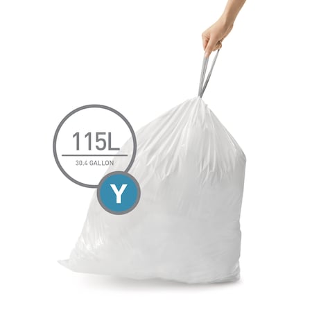 30 gal Trash Bags, 10.2 in x 12.6 in, 1.18 mm, White
