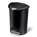 50 L Round Step-On Can, Black, Plastic, 18.7 in