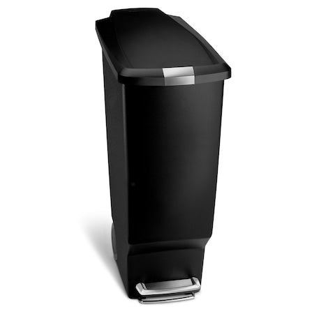 106 gal Step-On Can, Black, Plastic, 10.1 in