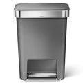 45 L Rectangular Step-On Can, Grey, Plastic, 19 in