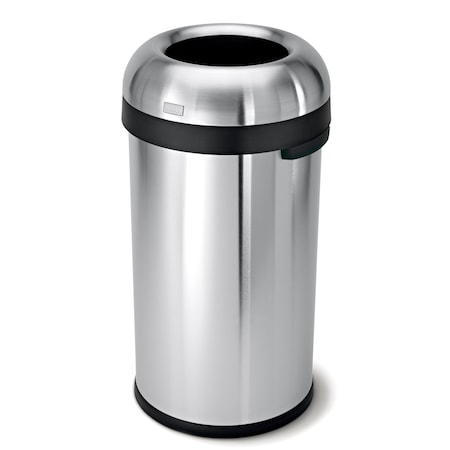 16 gal Round Indoor Metal Can, Brushed, Stainless Steel, 16.1 in