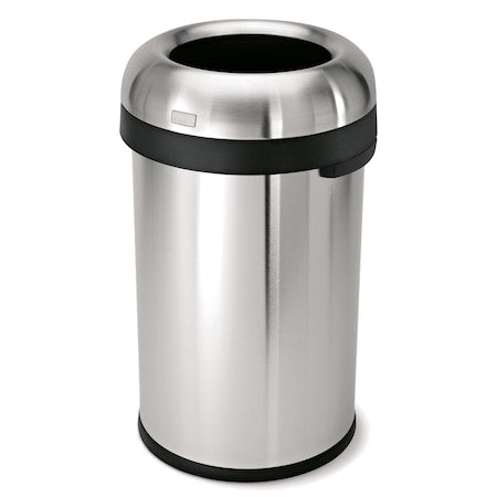 21 gal Round Indoor Metal Can, Brushed, Stainless Steel, 17.8 in