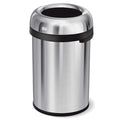 30 gal Round Indoor Metal Can, Brushed, None, Stainless Steel, 18.9 in