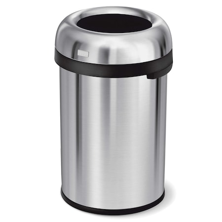 30 gal Round Indoor Metal Can, Brushed, None, Stainless Steel, 18.9 in