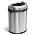 211 gal Half-Round Indoor Metal Can, Brushed, None, Stainless Steel, 20.7 in