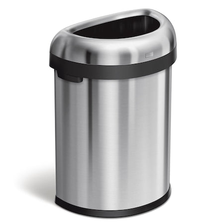 211 gal Half-Round Indoor Metal Can, Brushed, None, Stainless Steel, 20.7 in