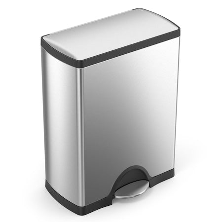 132 gal Rectangular Step-On Can, Brushed, Foot Pedal, Stainless Steel, 19.8 in