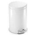 12 gal Round Step-On Can, White, Stainless Steel, 7.6 in