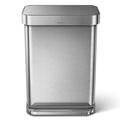 55 L Rectangular Step-On Can, Brushed, Stainless Steel, 18.5 in