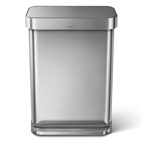 55 L Rectangular Step-On Can, Brushed, Stainless Steel, 18.5 in