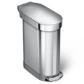 12 gal Step-On Can, Brushed, Stainless Steel, 10.2 in