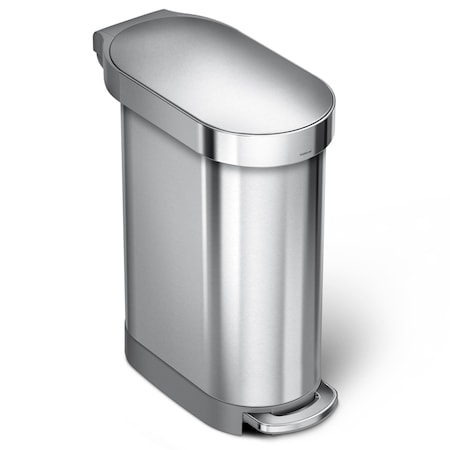 12 gal Step-On Can, Brushed, Stainless Steel, 10.2 in