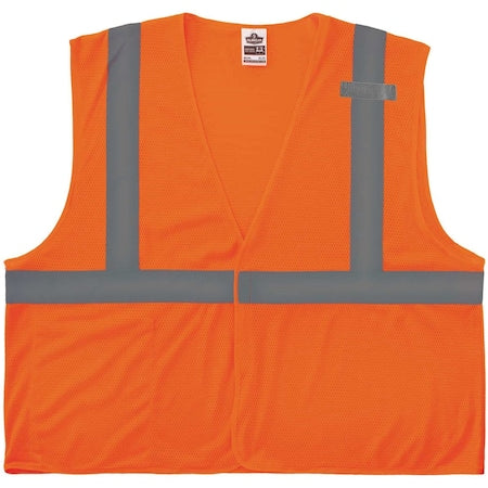 8210HL Mesh Hi-Vis Safety Vest, Mesh Fabric, Polyester Mesh, Orange, Size XS