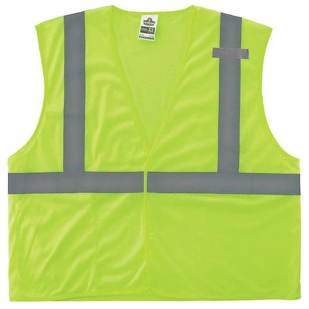 8210HL Mesh Hi-Vis Safety Vest, Polyester Mesh, Mesh Fabric, Lime, Size XS