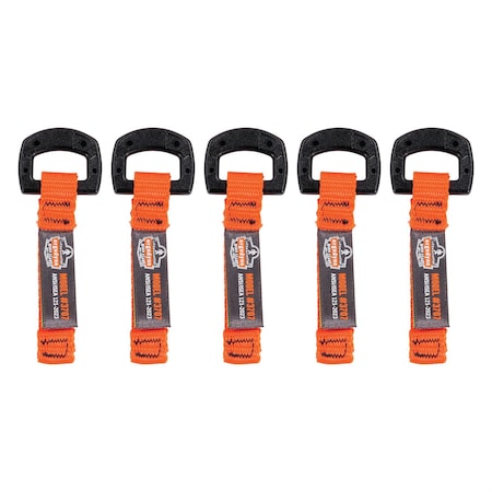 Web Tool Tether, Non-Conductive D-Ring, Orange, 6PK