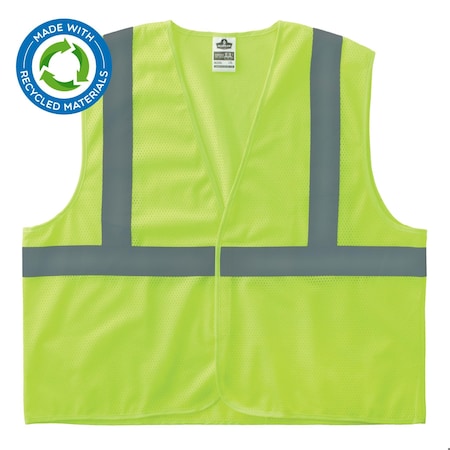 Hi-Vis Safety Vest, 100% recycled polyester, Lime, Size S/M
