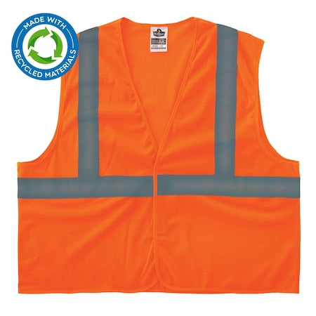 Hi-Vis Safety Vest, 100% recycled polyester, Orange, Size 4XL/5XL