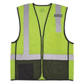 Hi-Vis Safety Vest w/Black Bottom S, M Class 2 U Back, , Zipper 2 Pockets, 1 Mic Tab