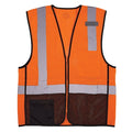 Hi-Vis Safety Vest w/Black Bottom 2XL, 3XL Class 2 U Back, , Zipper 2 Pockets, 1 Mic Tab