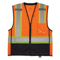 Two-Tone/Black Bottom Safety Vest L, XL Class 2 U Back, , Zipper 2 Mic Tab, ID Window