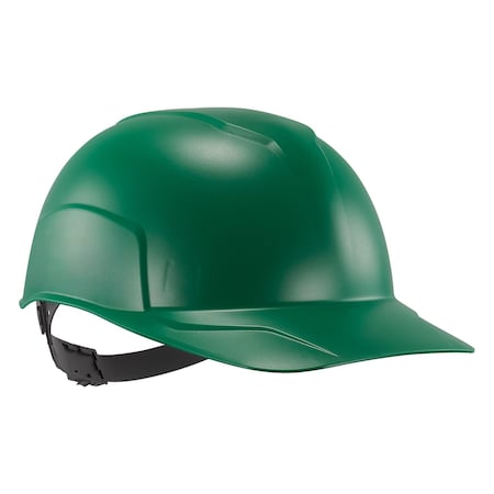 Bump Cap, Short Brim, Polyethylene, Ratchet Suspension, Green