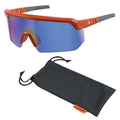 AEGIR-MI, Safety Glasses, Blue Mirror Lens, Orange Frame, Half-Frame
