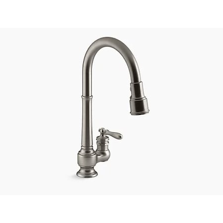 Artifacts(R) Single-Hole Kitchen Sink Faucet With 17-5/8" Pull-Down Spout, Docknetik(R) Magnetic Docking System, And 3-Function Sprayhead Featuring Sweep(R) And Berrysoft(R) Spray