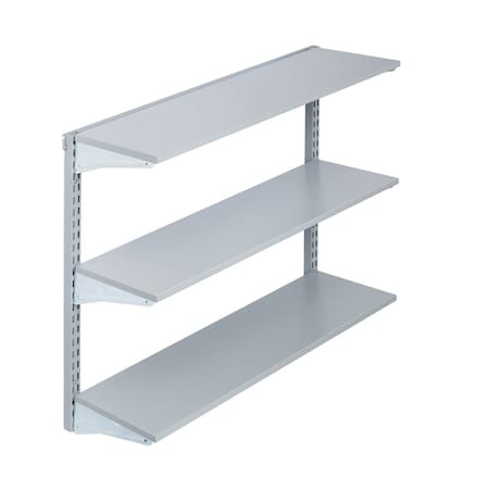 Wall Mount Shelving Unit W/ 3 Steel Shelves & Mounting Hardware, Gray, 33" W x 31.5" H