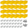 Hanging Bin & Bin Clip Kit, Polypropylene, Yellow, 7-3/8" L x 4-1/8" W x 3" H, 24 CT