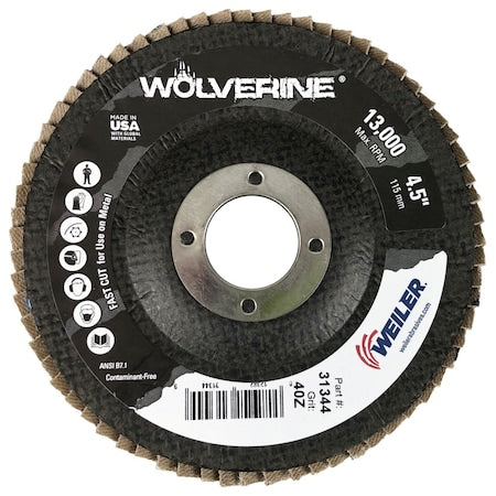 4-1/2" Abrasive Flap Disc, Conical (TY29), Phenolic Backing, 40Z, 7/8"