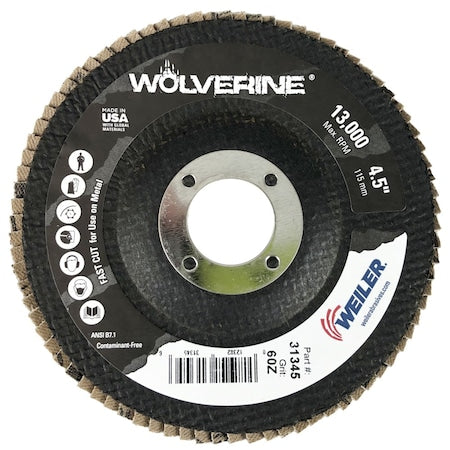 4-1/2" Abrasive Flap Disc, Conical (TY29), Phenolic Backing, 60Z, 7/8"