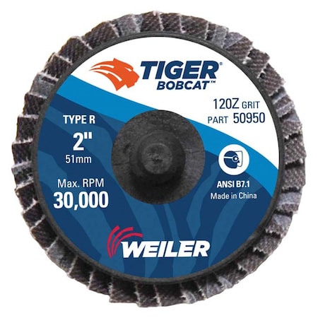 2" BobCat Mini Abrasive Flap Disc, Conical (TY29), Type R Mount, 120Z