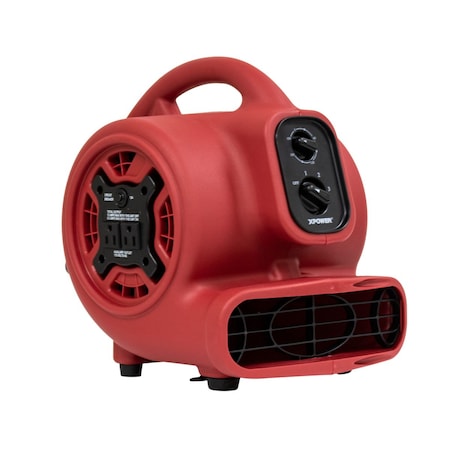 Mini Mighty Air Mover W/ Power Outlets and 3 hr Timer, 1/4 HP, 925 CFM, 2.3 Amps, 4 Positions, 3 Speeds