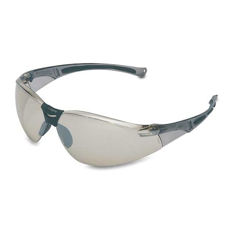 A800, Safety Glasses, Anti-Scratch, Silver Mirror Lens, Gray Frame, Half-Frame