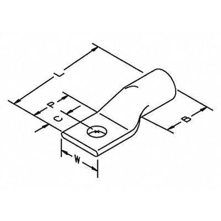 One Hole Lug Compress Conct,2 AWG,PK25