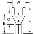 Fork Terminal, #10 Stud Size, 14 AWG, 600 V, Bare Insulated, Bare, Crimp Termination Only, 1000 PK