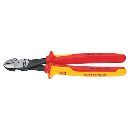 10 in 74 High Leverage Diagonal Cutting Plier Standard Cut Oval Nose Insulated