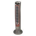 3-1/2" Blade Dia Tower Fan, Oscillating, 3 Speeds, 120VAC, Gray, Remote Control